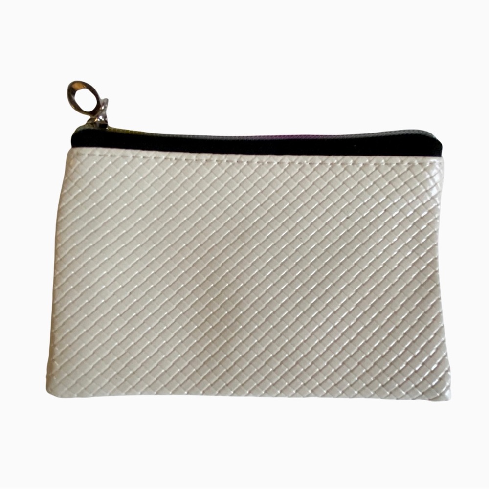 PU Leather Large Slim Wallet Change Purse Business Card Holder in Off White, NEW